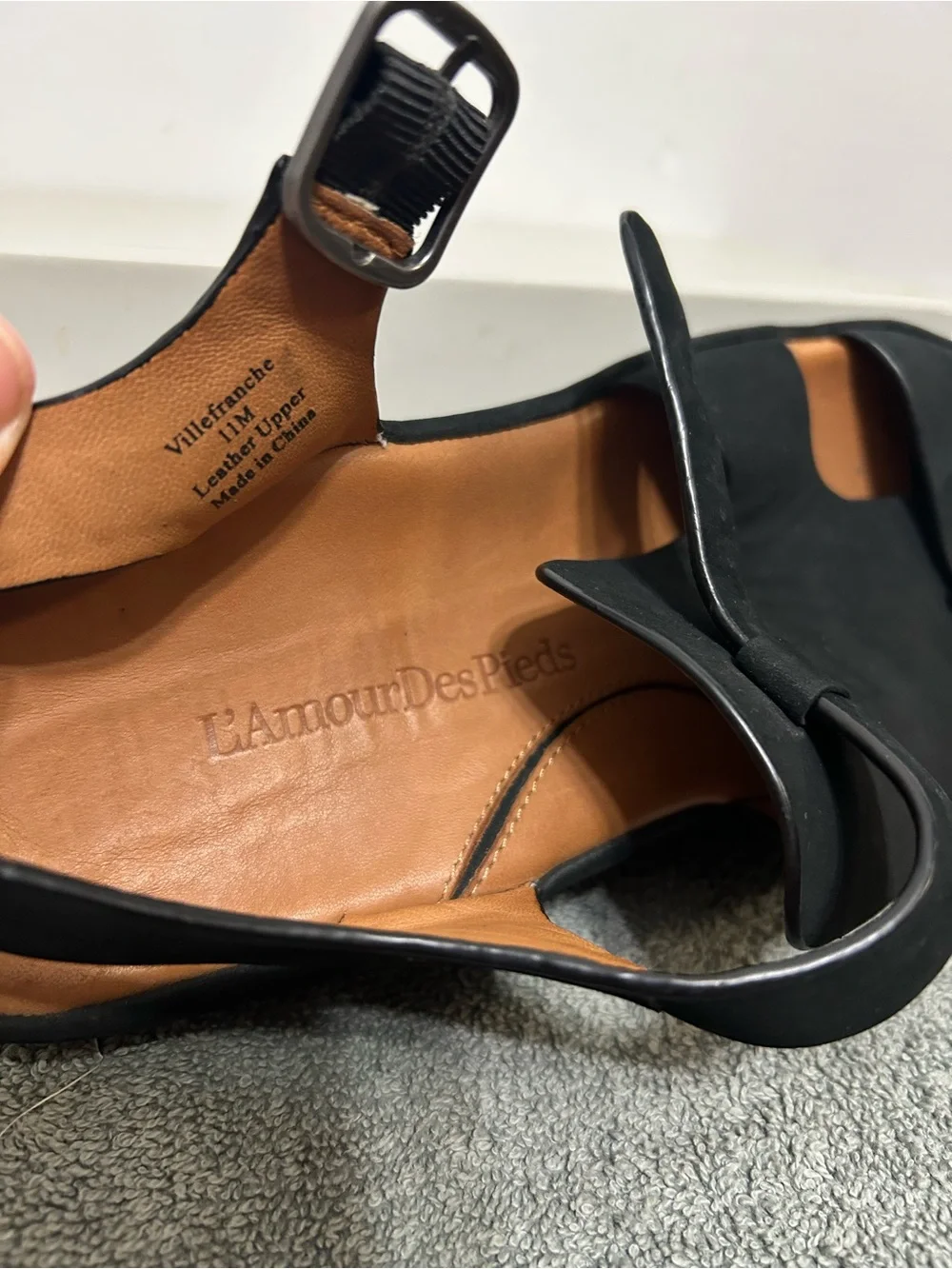 L'Amour Des Pieds Villefranche Black Leather Slingback Sandals Womens Size 11